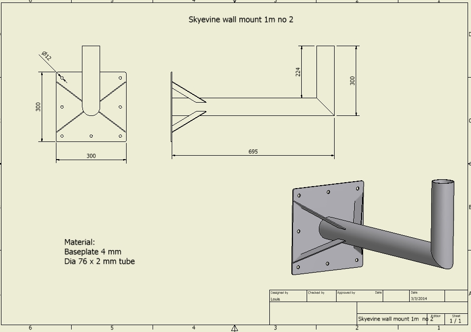 1.0m Wall Mounting Bracket